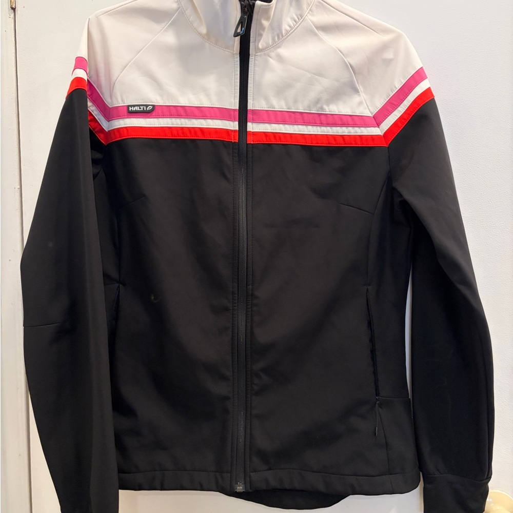 Halti Women’s Black Jacket with Pink & Red Stripe Accents